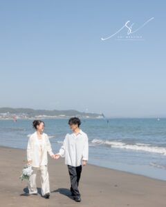 三浦の海岸を歩いて撮影した前撮り